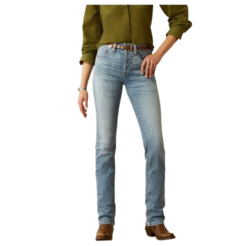 10060783 Ariat X Yellowstone Women's High Rise Slim Straight Jean - Light Indigo 31 SHORT