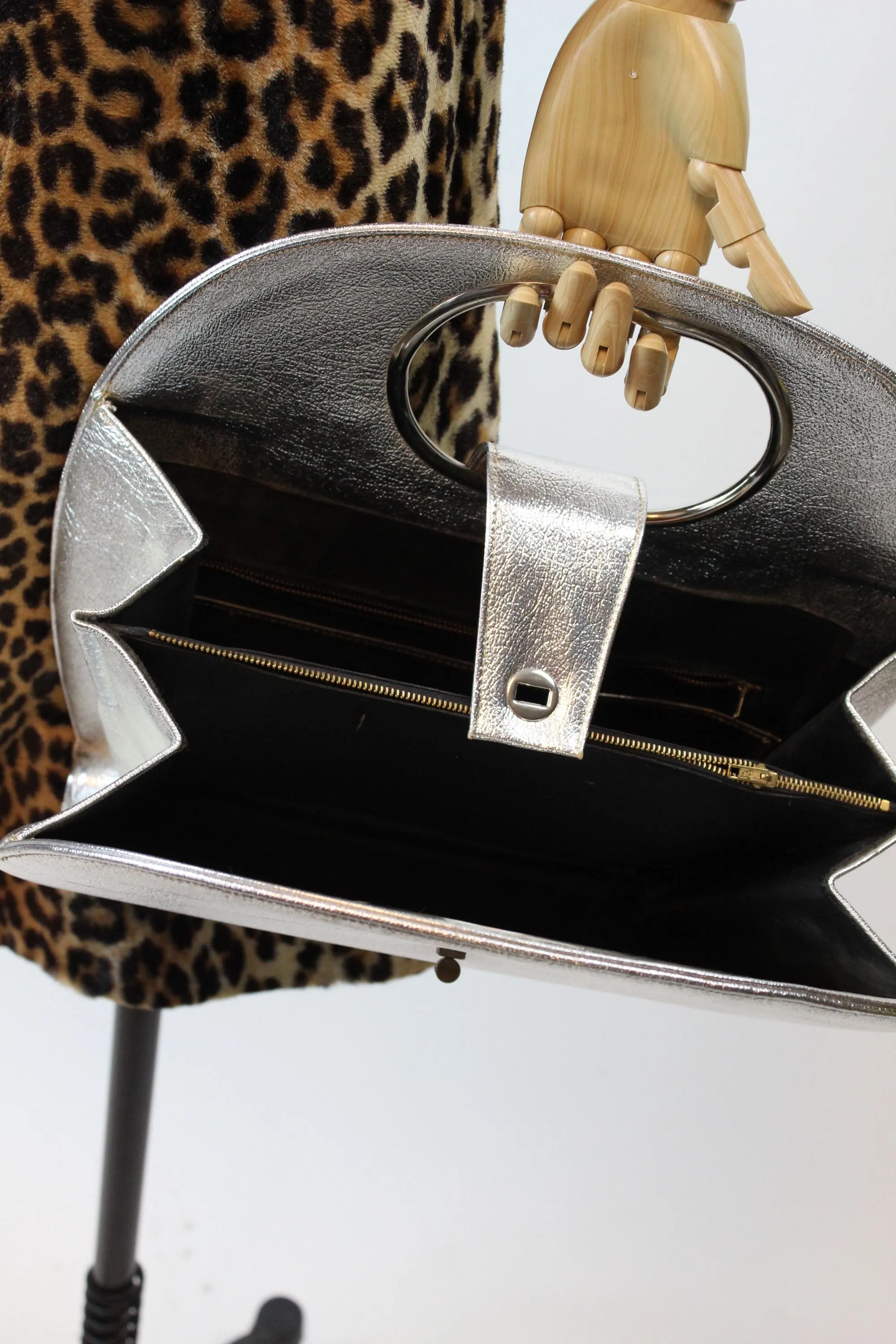 1960s STRUCTURED silver FOIL handbag PURSE | new fall winter