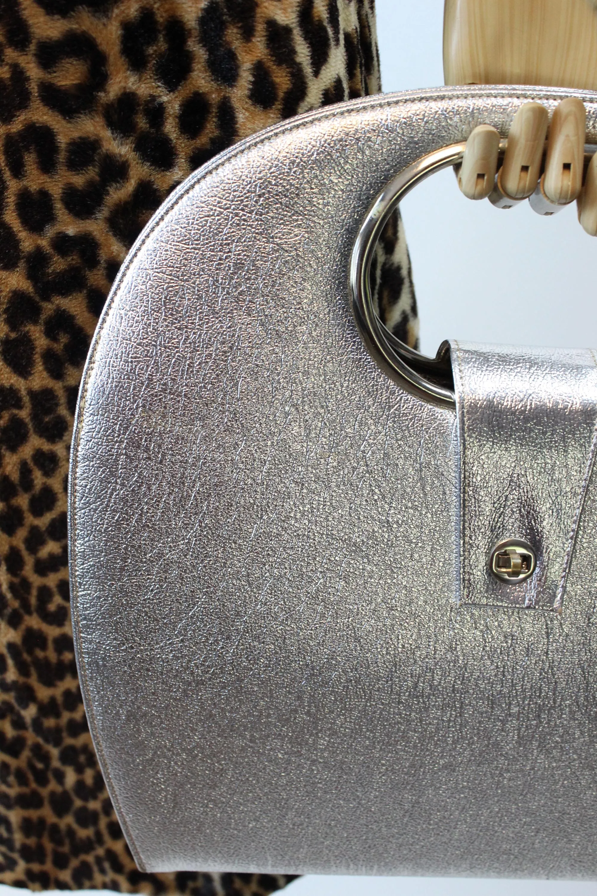 1960s STRUCTURED silver FOIL handbag PURSE | new fall winter