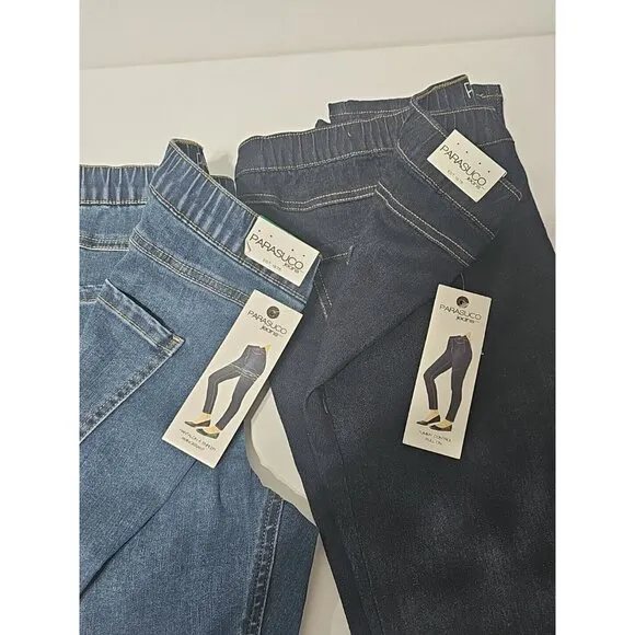 2 Pair Parasuco Women's Jeans Pull On Stretchy Skinny With Tummy Control Size 12