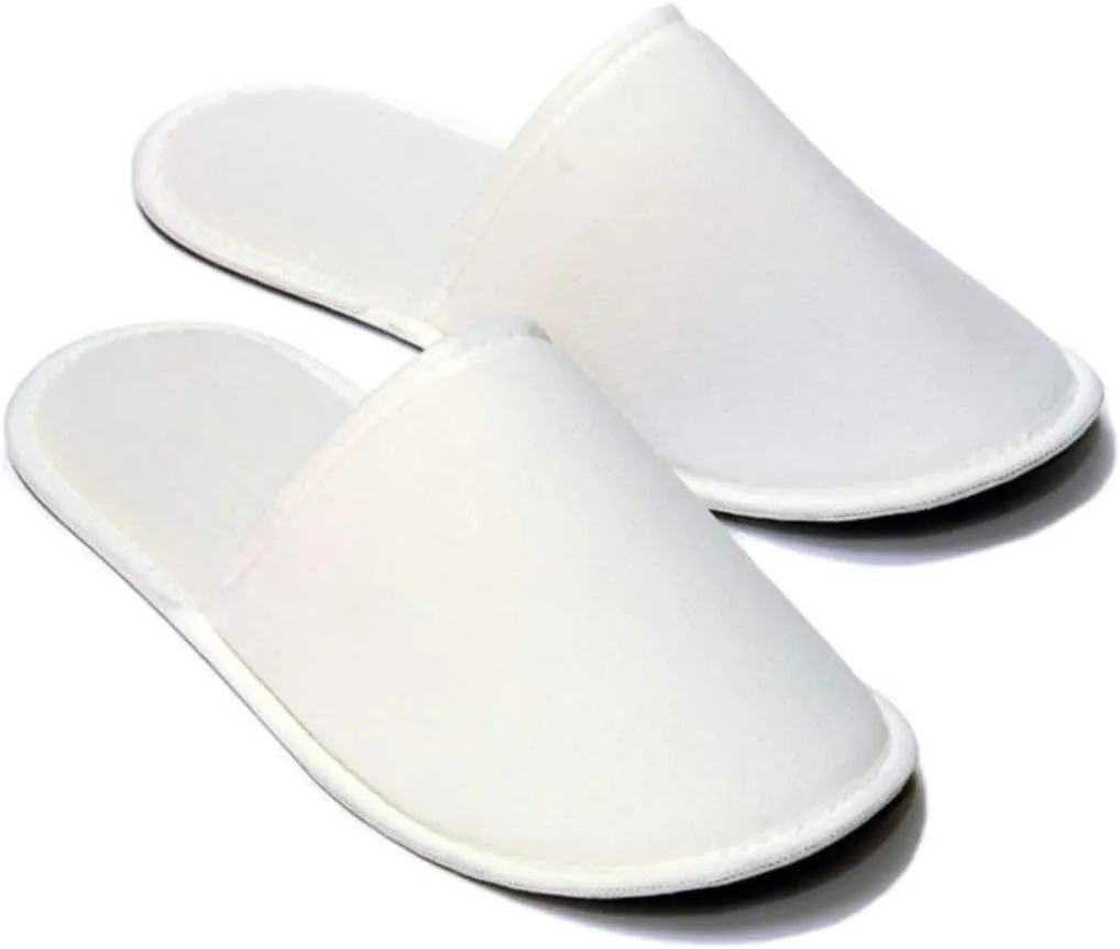5 Pairs Fabric Packed Disposable Hotel Slippers for Airbnb Spa Salon Party Wedding Guests - Fits up to Adult US Men Size 10 & Women Size 11, White