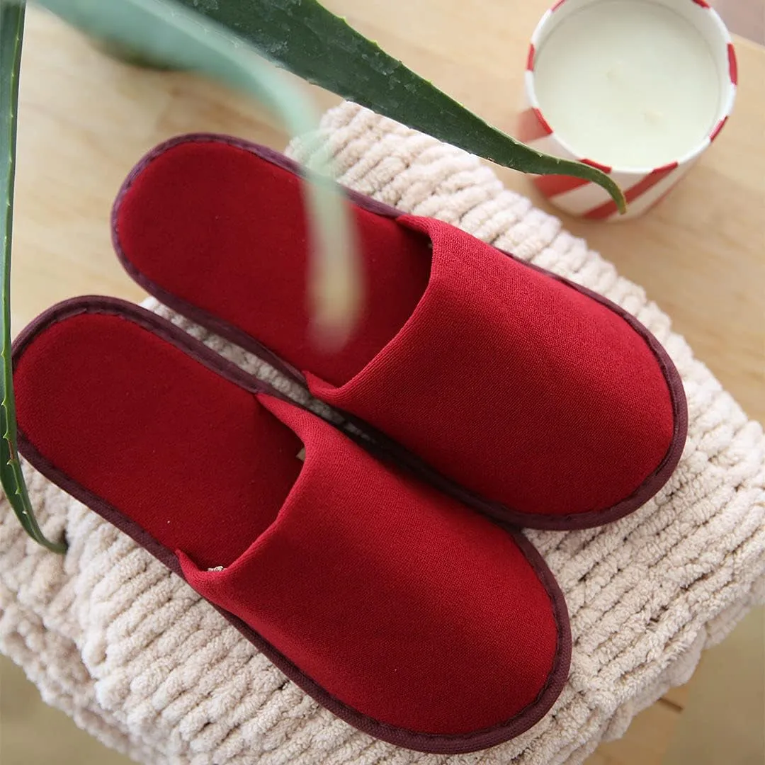5 Pairs Fabric Packed Disposable Hotel Slippers for Airbnb Spa Salon Party Wedding Guests - Fits up to Adult US Men Size 10 & Women Size 11, White