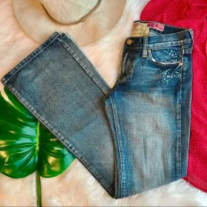 7 For All Mankind Crystal Studded Boot Cut Jeans