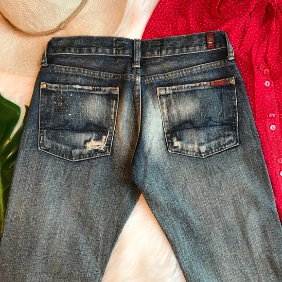 7 For All Mankind Crystal Studded Boot Cut Jeans