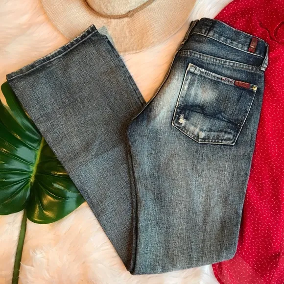 7 For All Mankind Crystal Studded Boot Cut Jeans