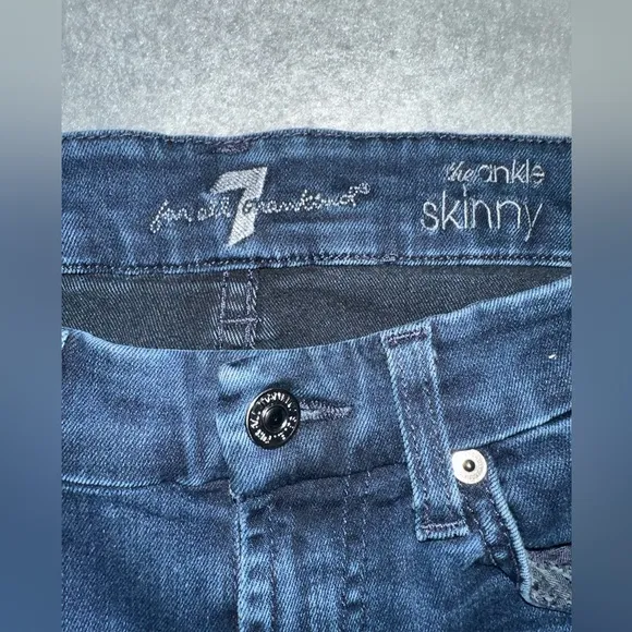 7 for all mankind dark denim the ankle skinny jeans size 27