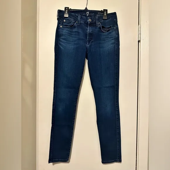 7 for all mankind dark denim the ankle skinny jeans size 27