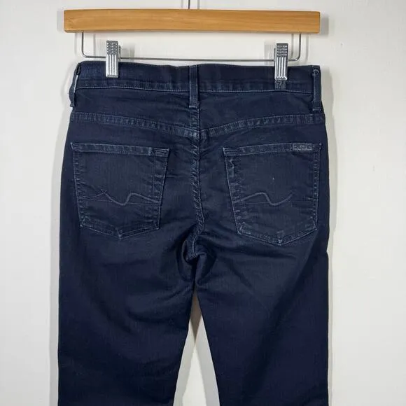 7 for All Mankind Jeans Women Size 25 Blue Dark Wash Bootcut High Waist Boho