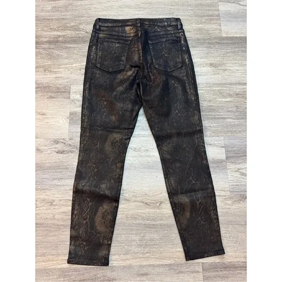 7 For All Mankind Snakeskin Print High Waist Ankle Skinny Jeans Size 30