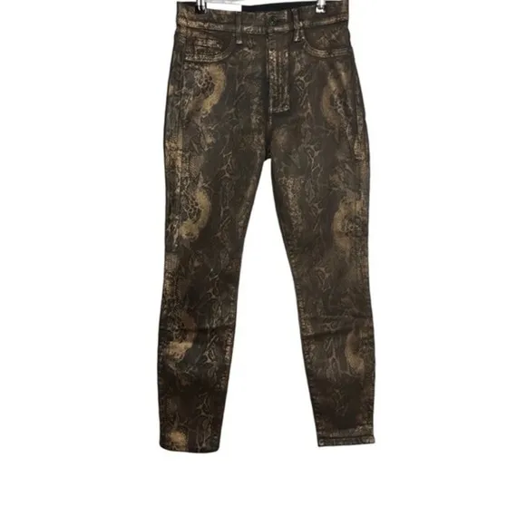 7 For All Mankind Snakeskin Print High Waist Ankle Skinny Jeans Size 30