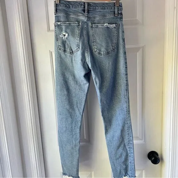 Agolde Nico High Rise Slim Fit Distressed Light Wash Jeans size 24