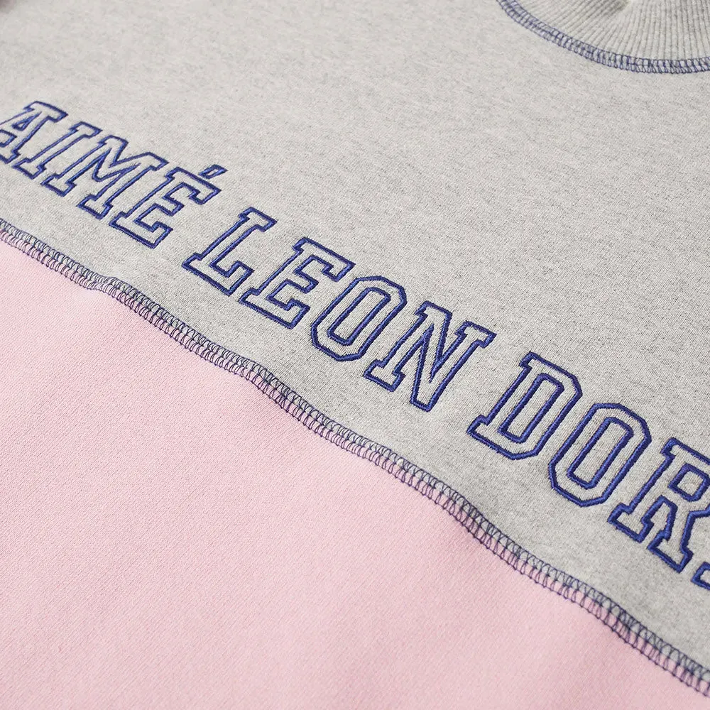 AIME LEON DORE Men's Pink 20oz Terry Cross Stitch Crewneck Hoodie NWT