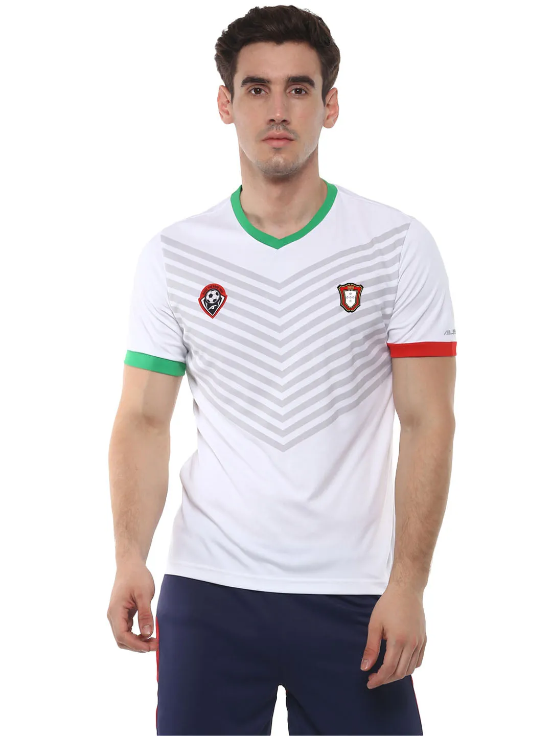 Alcis White Printed Slim Fit V-Neck T-shirt