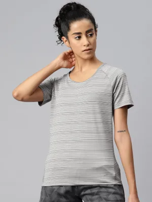 Alcis Women Striped Dry Tech Slim Fit T-shirt