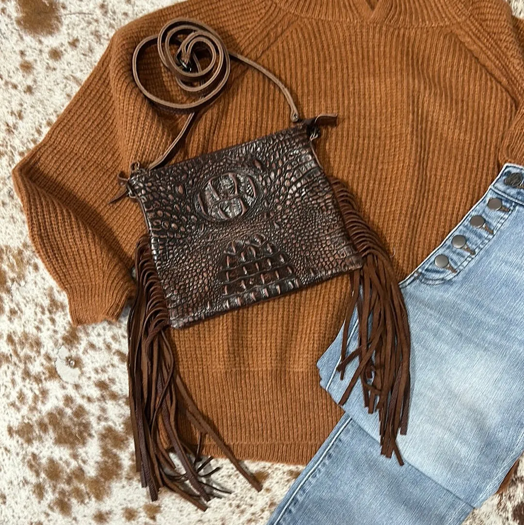 American Darling Gator Print Crossbody Purse