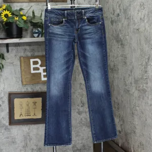 American Eagle Womens Kick Boot Stretch Bootcut Jeans Dark Wash Blue 8