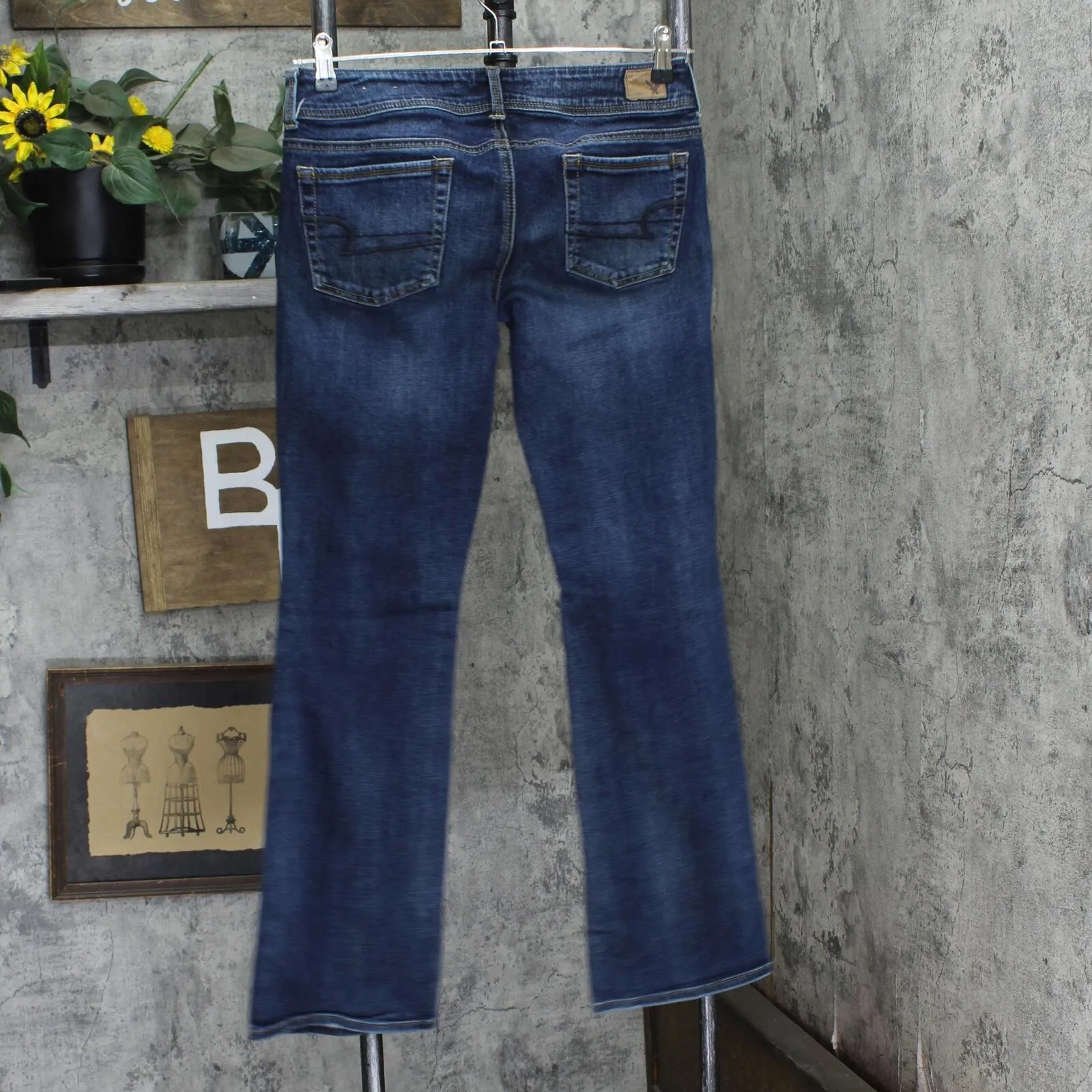 American Eagle Womens Kick Boot Stretch Bootcut Jeans Dark Wash Blue 8