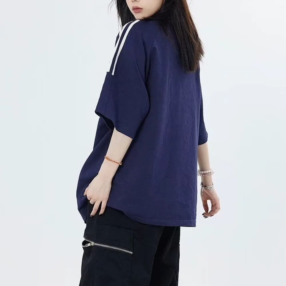 American Striped Embroidered Logo T-shirt