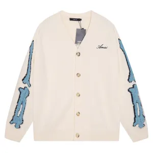 AMIRI Cotton V-Neck Bones Cardigan
