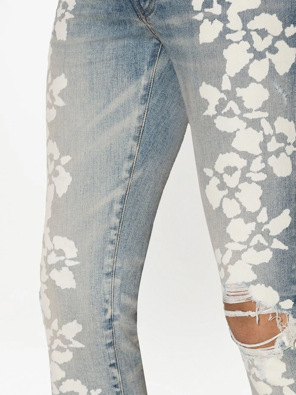 AMIRI Hibiscus floral-print skinny jeans