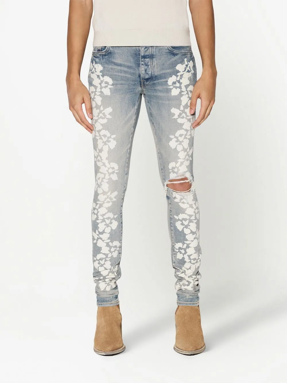 AMIRI Hibiscus floral-print skinny jeans