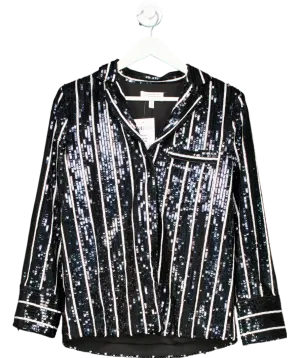 & Other Stories Black Sequin Stripe Shirt UK 6