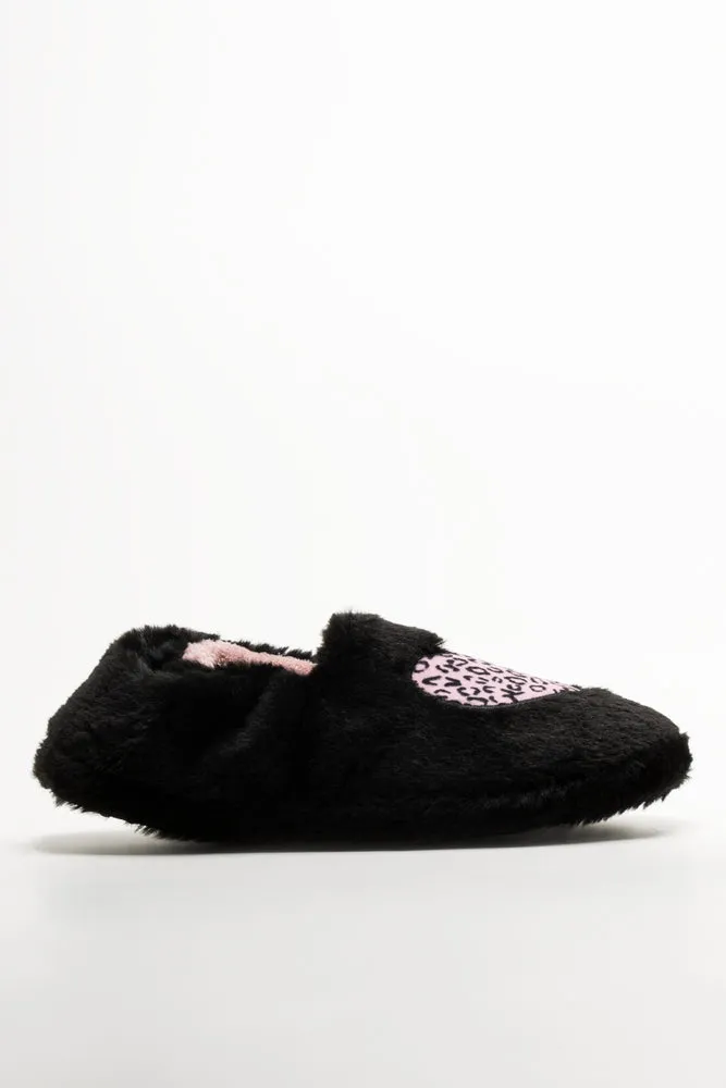 Animal Heart Slippers Black