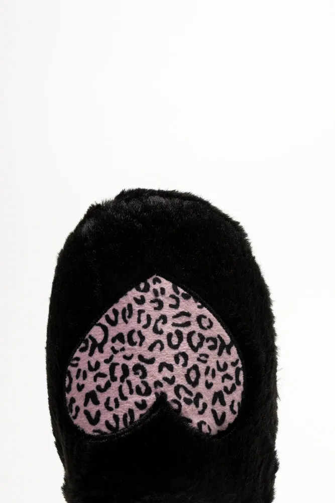 Animal Heart Slippers Black