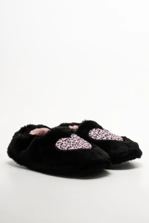 Animal Heart Slippers Black