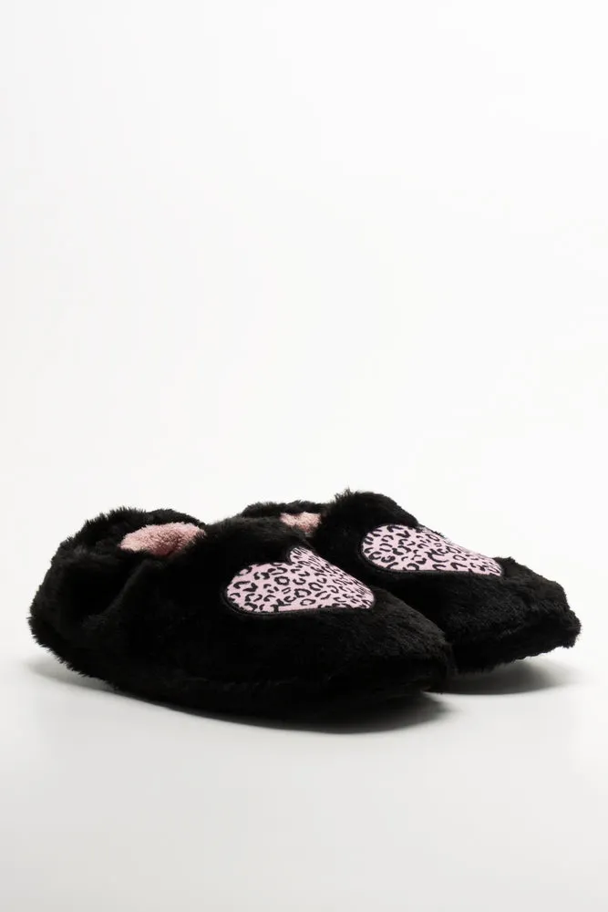 Animal Heart Slippers Black
