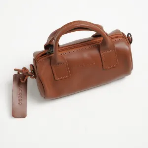 Antelo Indo Leather Mini Barrel Crossbody - Sable Tan