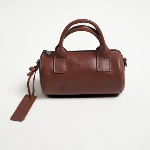Antelo Indo Leather Mini Barrel Crossbody - Sable Tan