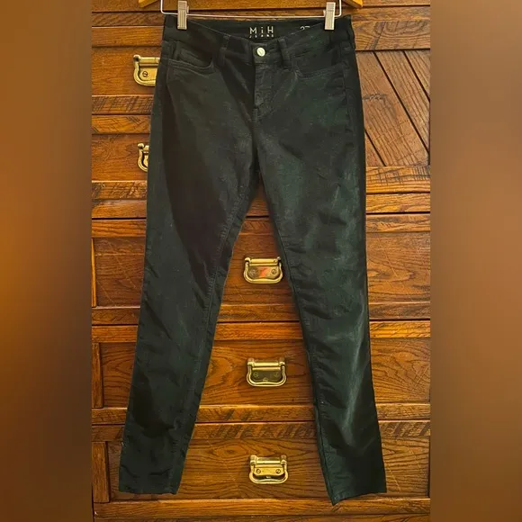 Anthropologie M.i.H The BONN High Rise Super Skinny Leg Velvet Jean 27 in Forest