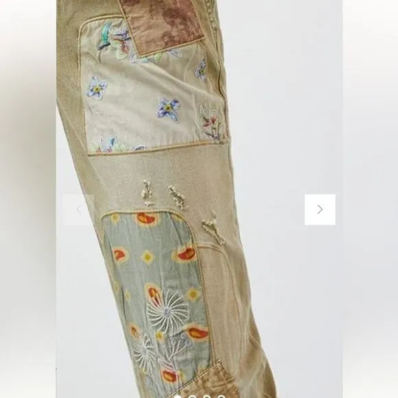 Anthropologie Pilcro The Wanderer Barrel Boho Patchwork Jeans 32