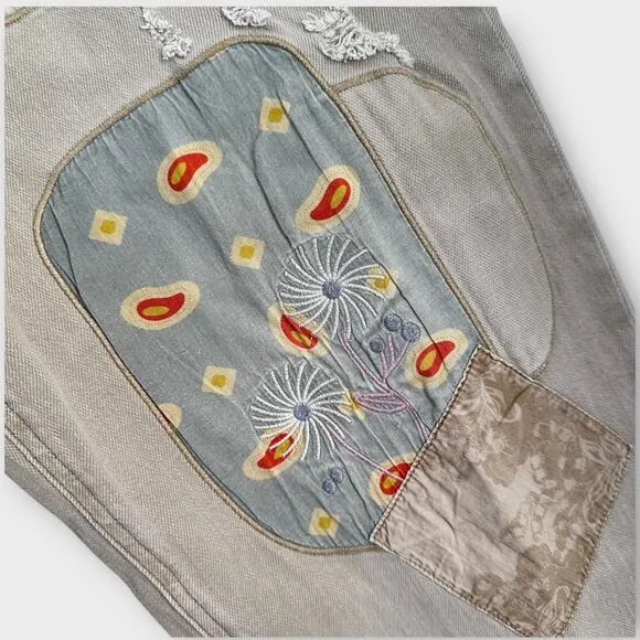 Anthropologie Pilcro The Wanderer Barrel Boho Patchwork Jeans 32