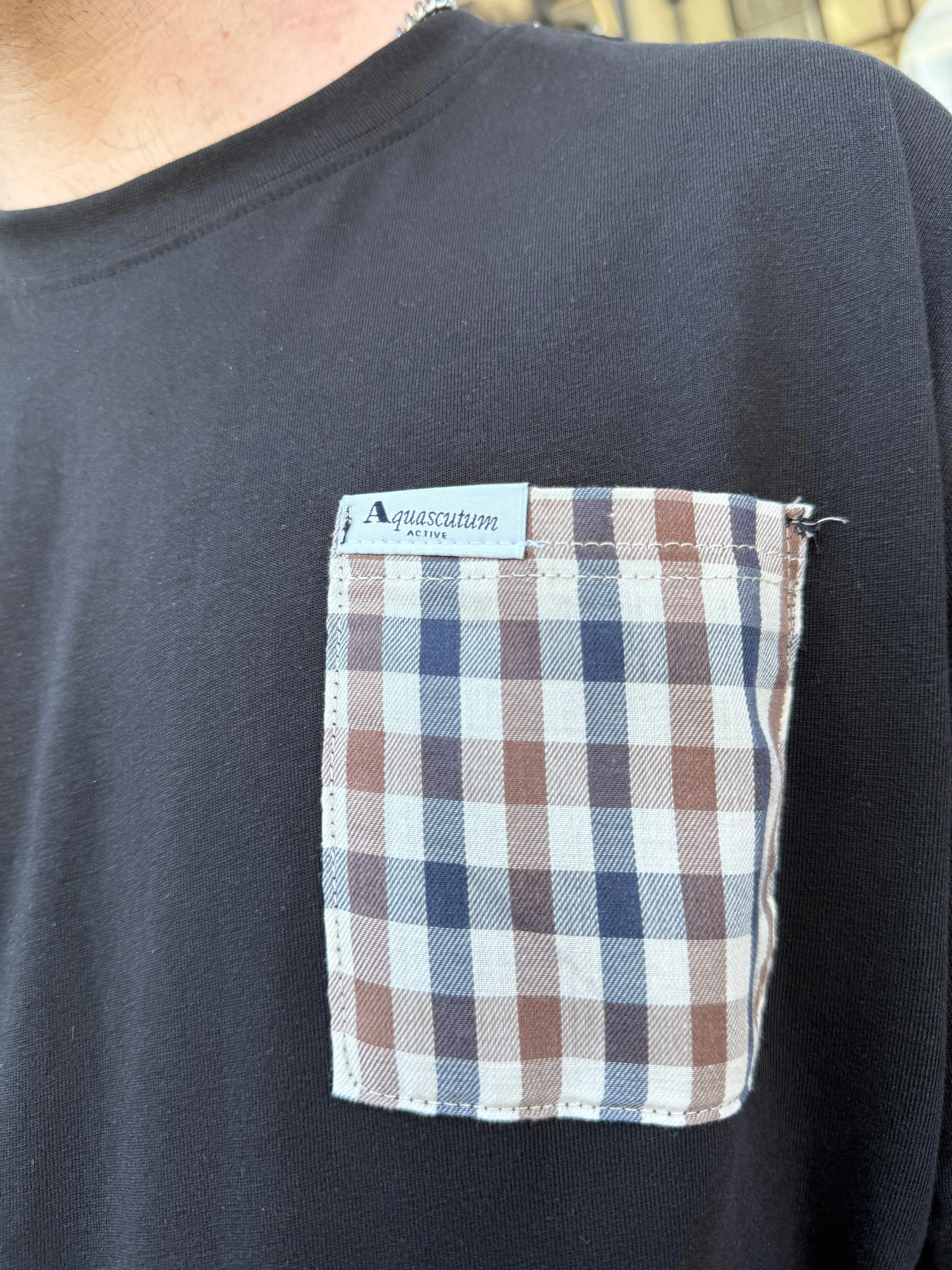Aquascutum Club Check Pocket T-shirt Black