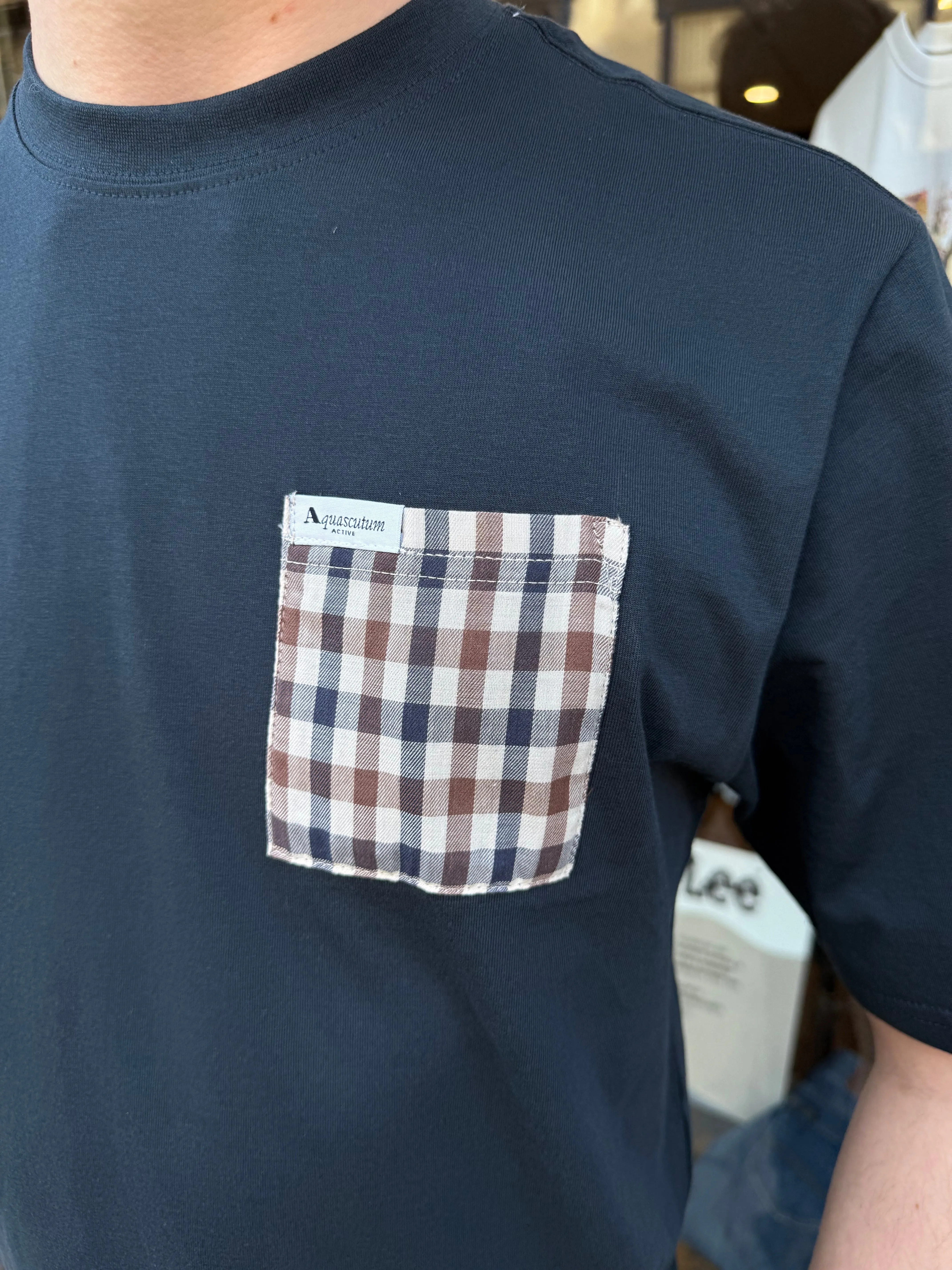 Aquascutum Club Check Pocket T-shirt Navy