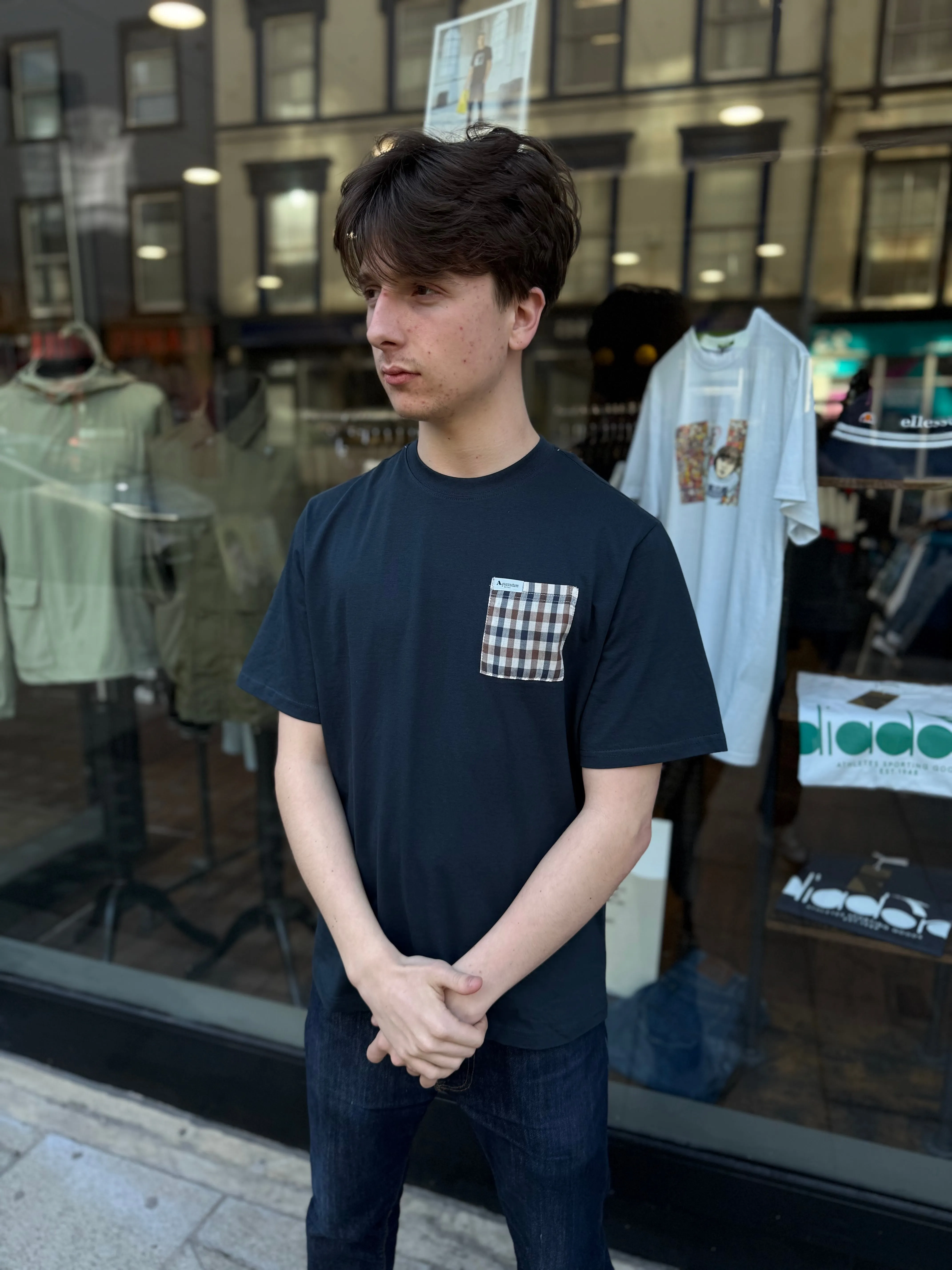 Aquascutum Club Check Pocket T-shirt Navy