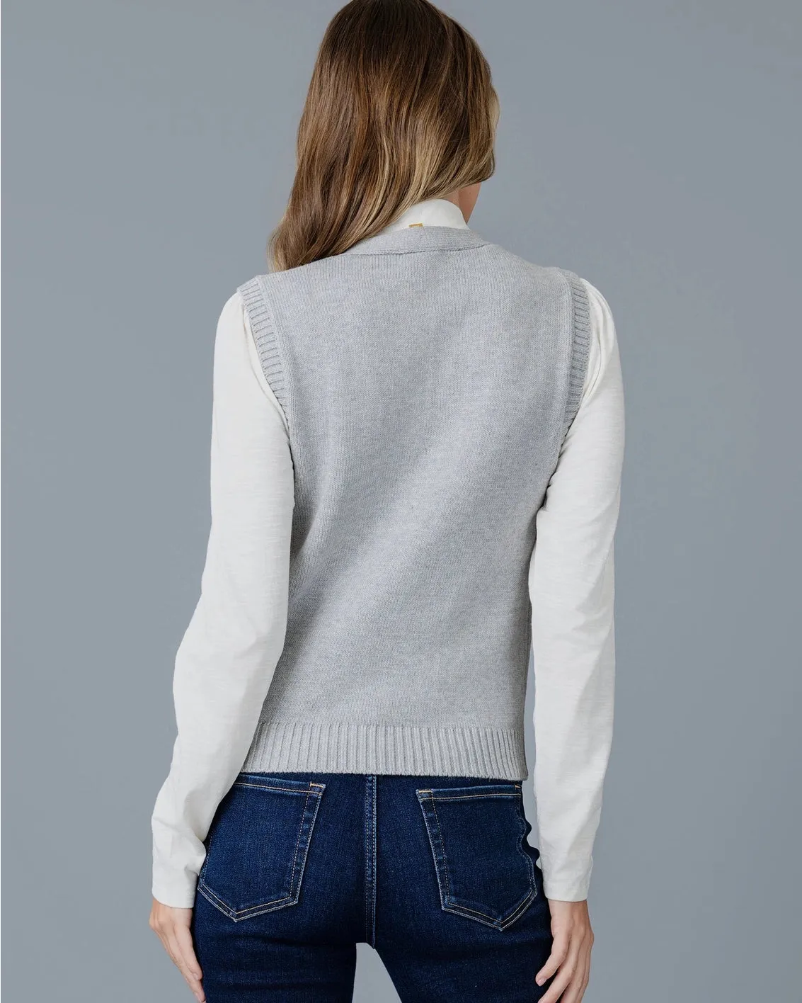 Arden V-Neck Sweater Vest - Heather Gray