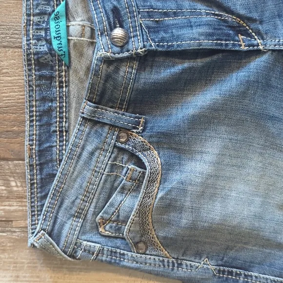 ARIAT Turquoise cowgirl bootcut jeans embroidered back pockets sz 30L
