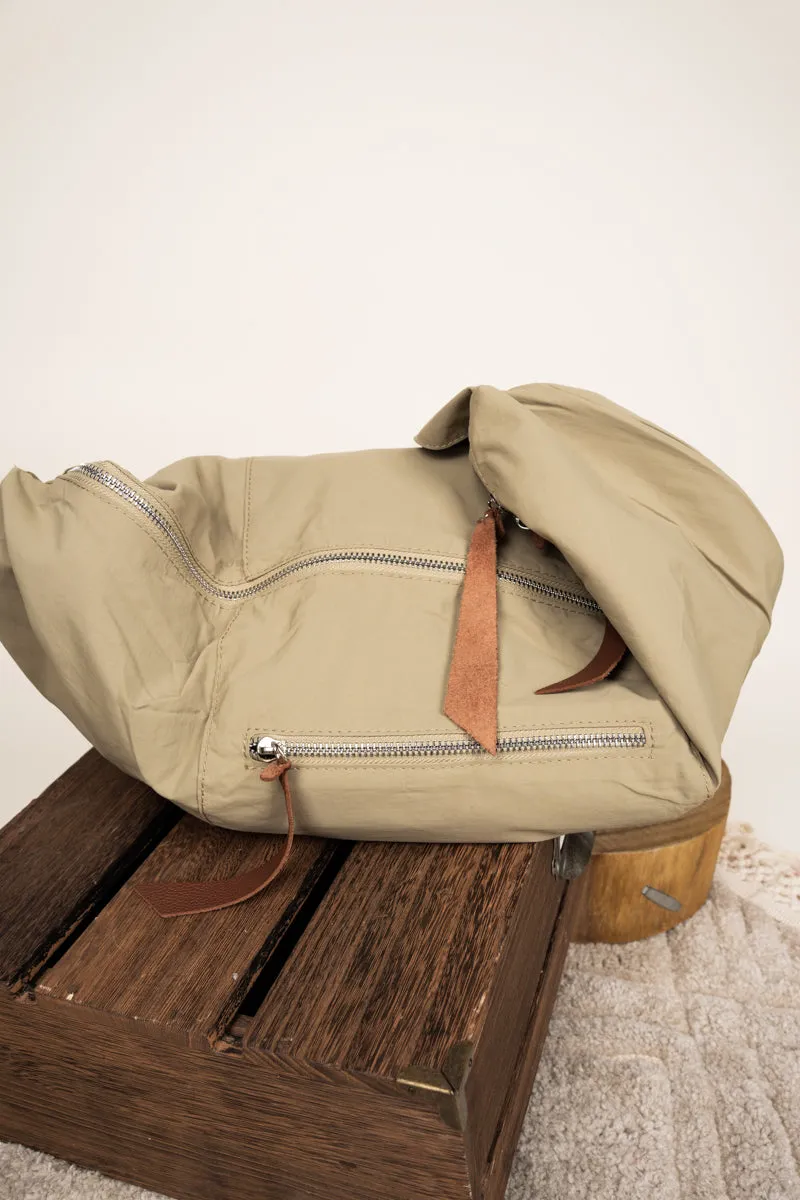 Around The World Large Beige Chest Bag
