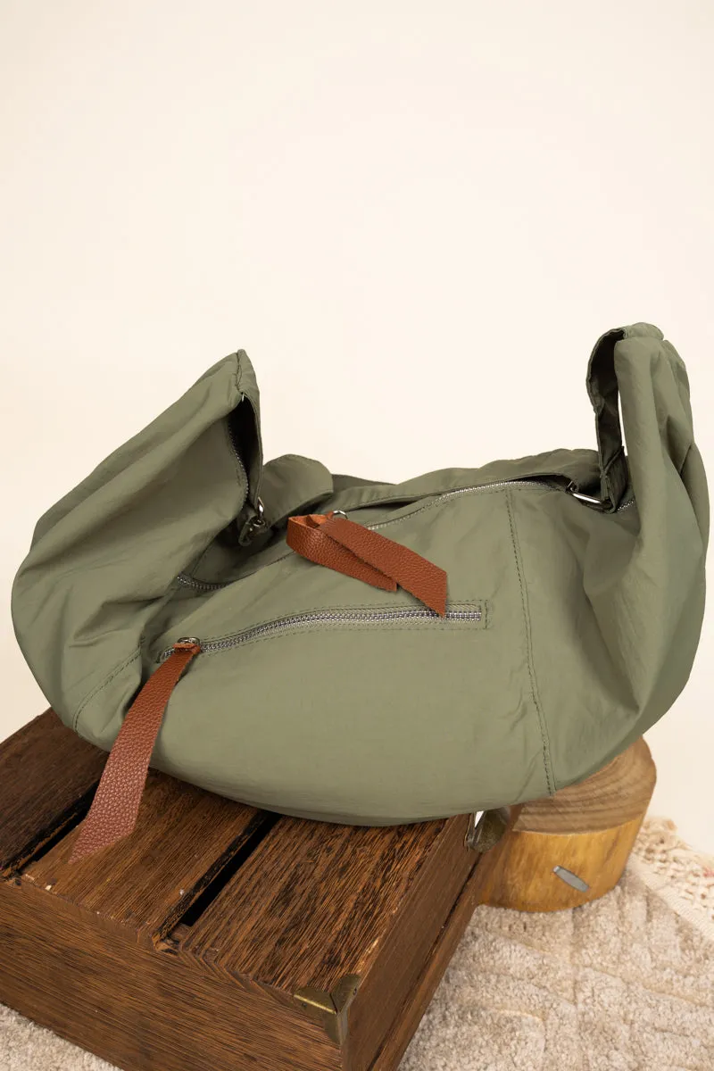 Around The World Large Olive Chest Bag