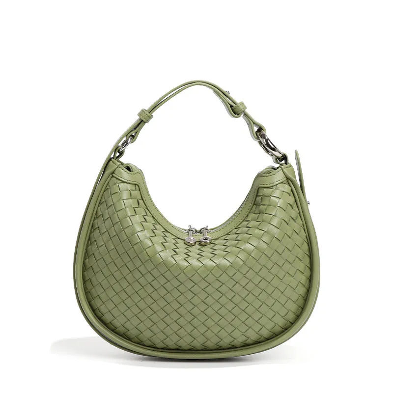 Aurora Woven leather Hobo Handbag | Glam Hobo Purse | Crescent Bag | Crossbody purses for women