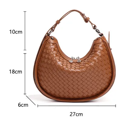 Aurora Woven leather Hobo Handbag | Glam Hobo Purse | Crescent Bag | Crossbody purses for women