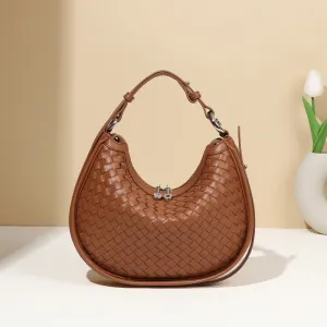 Aurora Woven leather Hobo Handbag | Glam Hobo Purse | Crescent Bag | Crossbody purses for women