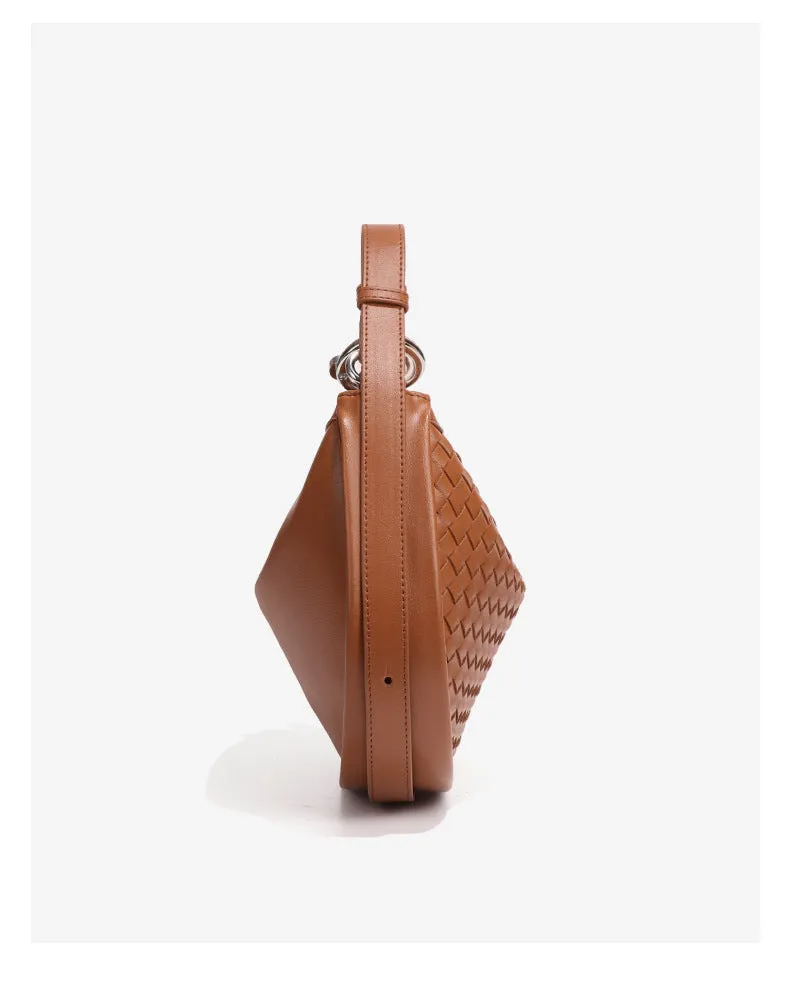 Aurora Woven leather Hobo Handbag | Glam Hobo Purse | Crescent Bag | Crossbody purses for women