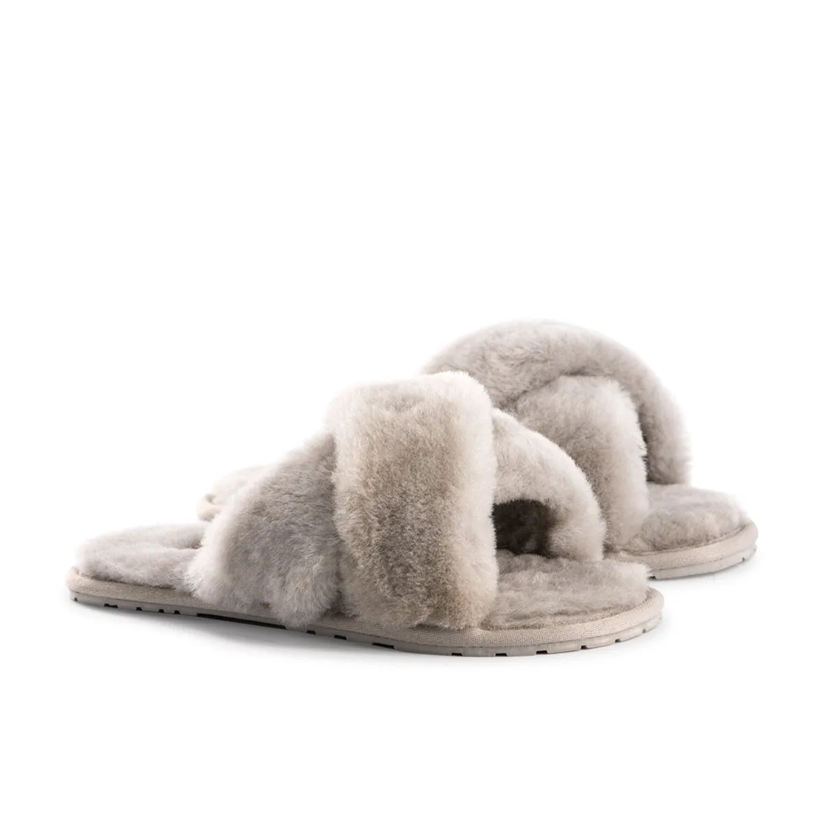AUS WOOLI AUSTRALIA WOMEN SHEEPSKIN WOOL BRIGHTON SLIPPERS- LIGHTGREY