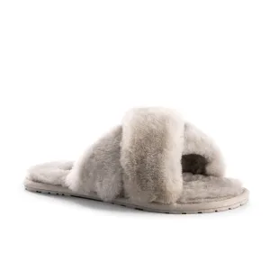 AUS WOOLI AUSTRALIA WOMEN SHEEPSKIN WOOL BRIGHTON SLIPPERS- LIGHTGREY