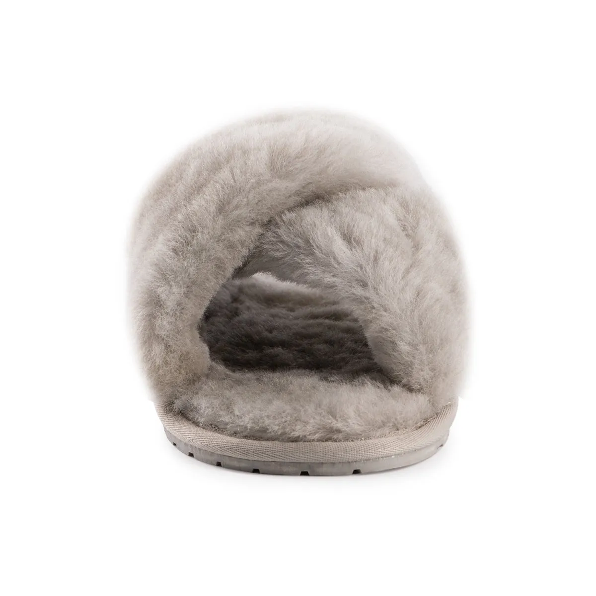 AUS WOOLI AUSTRALIA WOMEN SHEEPSKIN WOOL BRIGHTON SLIPPERS- LIGHTGREY