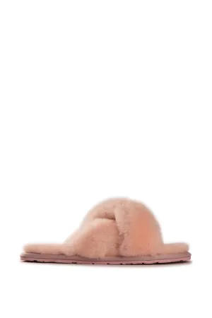 AUS WOOLI AUSTRALIA WOMEN SHEEPSKIN WOOL BRIGHTON SLIPPERS- PALEPINK
